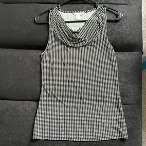 Banana Republic Cowl-neck Tank Top. Black and cream printed